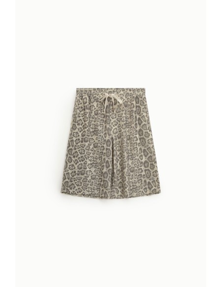 Bermudashort met dierenprint en trekkoord Please