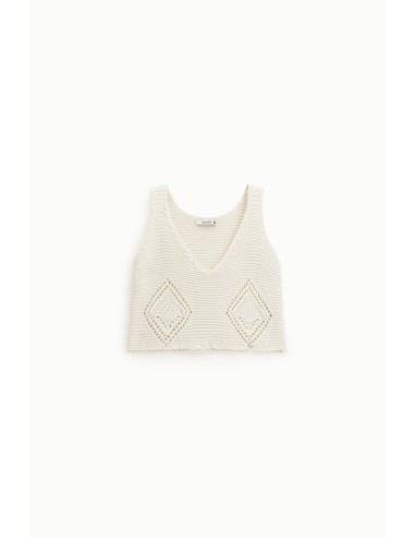 Top en maille à col en V avec détails perforés Please