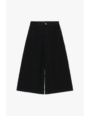 Pantalon palazzo cropped à motif en relief Please
