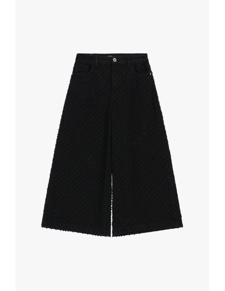 Pantalon palazzo cropped à motif en relief Please