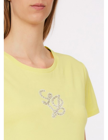 T-shirt met logoletters en edelstenen van Liu Jo