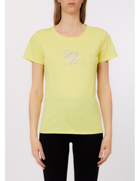 T-shirt met logoletters en edelstenen van Liu Jo
