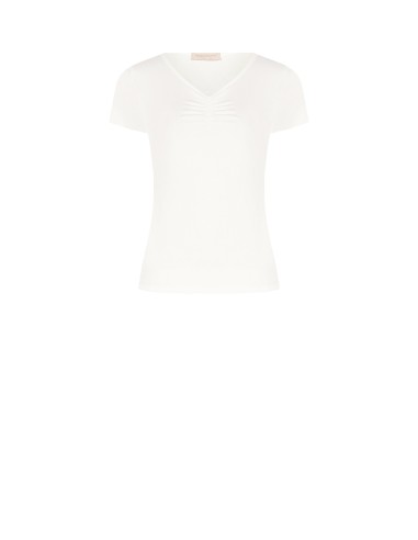 Aansluitend T-shirt van viscosemix met gerimpelde V-hals Rinascimento