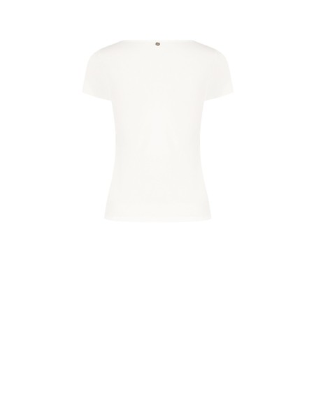 T-shirt ajusté en mélange de viscose avec encolure en V froncée Rinascimento