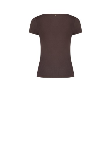 T-shirt ajusté en mélange de viscose avec encolure en V froncée Rinascimento
