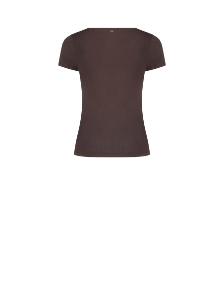 T-shirt ajusté en mélange de viscose avec encolure en V froncée Rinascimento