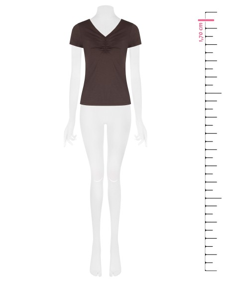 T-shirt ajusté en mélange de viscose avec encolure en V froncée Rinascimento