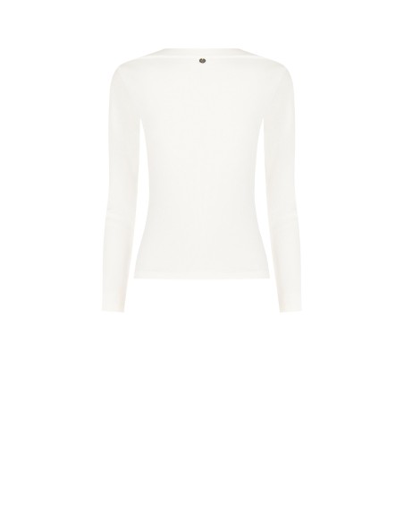 Top ajusté en mélange de coton à fines côtes avec décolleté asymétrique Rinascimento
