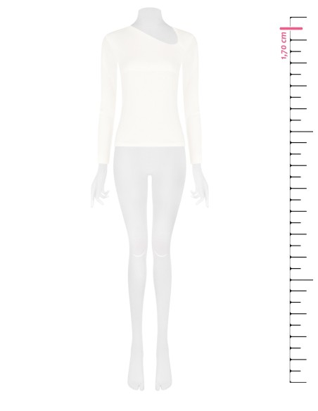 Top ajusté en mélange de coton à fines côtes avec décolleté asymétrique Rinascimento