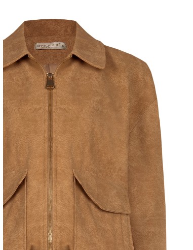 Blouson bomber en similicuir velours dégradé avec maxi-poches Rinascimento