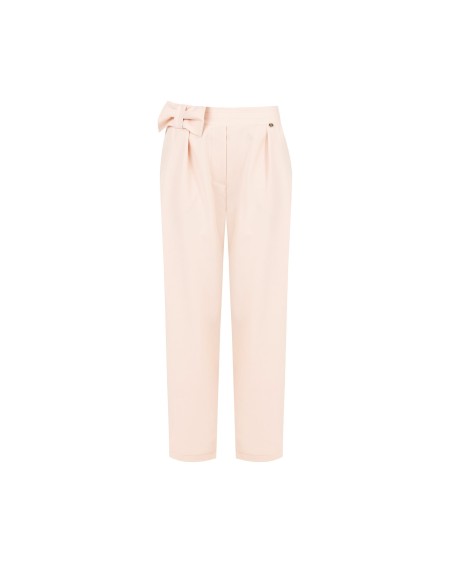 Pantalon cigarette en mélange de viscose avec nœud à la taille et élastique au dos Rinascimento
