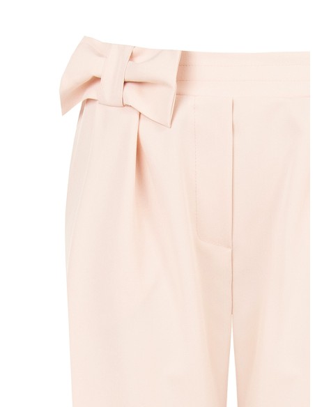 Pantalon cigarette en mélange de viscose avec nœud à la taille et élastique au dos Rinascimento