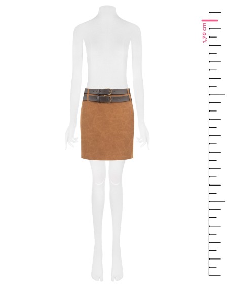 Minijupe en similicuir suédine dégradé avec double ceinture assortie en similicuir Rinascimento