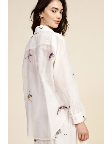 Chemise large avec imprimé papillon et poche Dixie