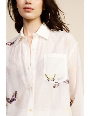 Ruim shirt met vlinderprint en borstzakje Dixie