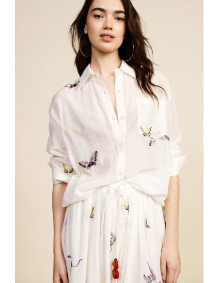 Chemise large avec imprimé papillon et poche Dixie