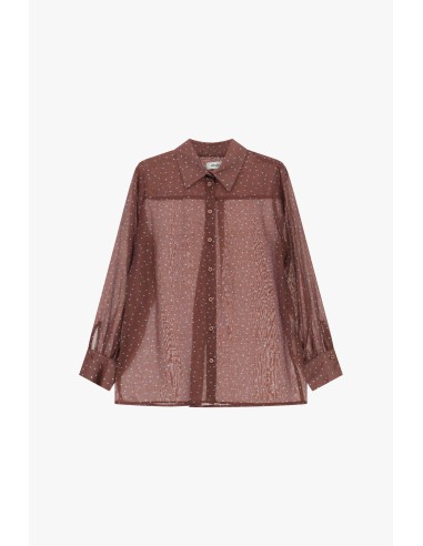 Chemise à pois à manches longues Dixie, coupe régulière