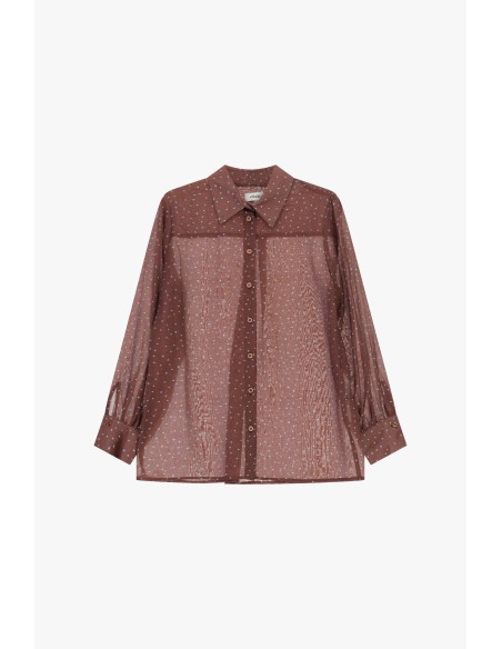 Chemise à pois à manches longues Dixie, coupe régulière