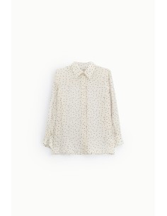 Chemise à pois à manches longues Dixie, coupe régulière