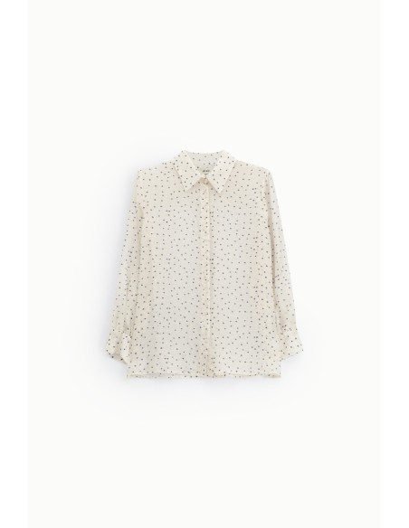 Chemise à pois à manches longues Dixie, coupe régulière