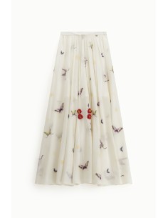 Lange wijde rok met vlinderprint en strikdetail Dixie 2
