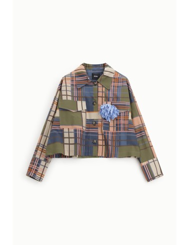 Blazer court à carreaux avec poches plaquées Dixie