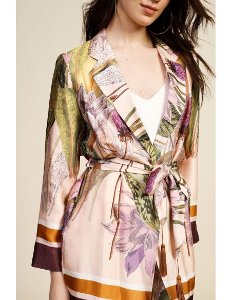 Blazer à imprimé floral avec ceinture à la taille Dixie