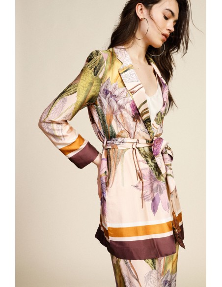 Blazer à imprimé floral avec ceinture à la taille Dixie