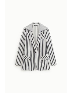 Blazer rayé à capuche et fermeture à boutons Dixie 2