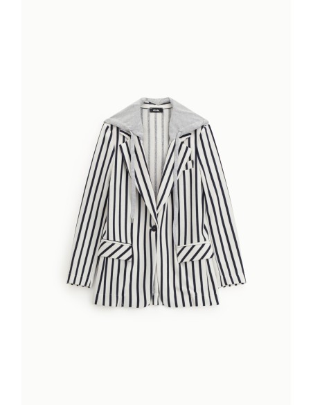 Blazer rayé à capuche et fermeture à boutons Dixie