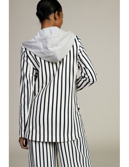 Blazer rayé à capuche et fermeture à boutons Dixie