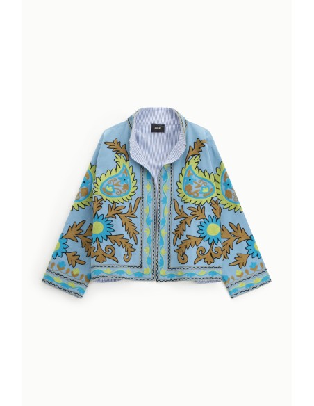 Korte bedrukte blazer met gestreepte voering Dixie