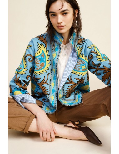 Korte bedrukte blazer met gestreepte voering Dixie