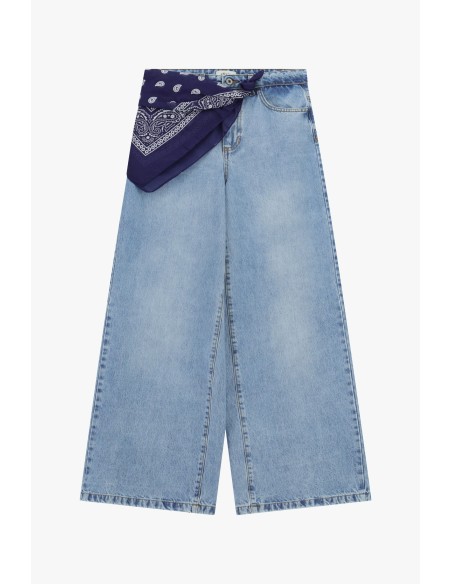 Jean large avec foulard imprimé Dixie