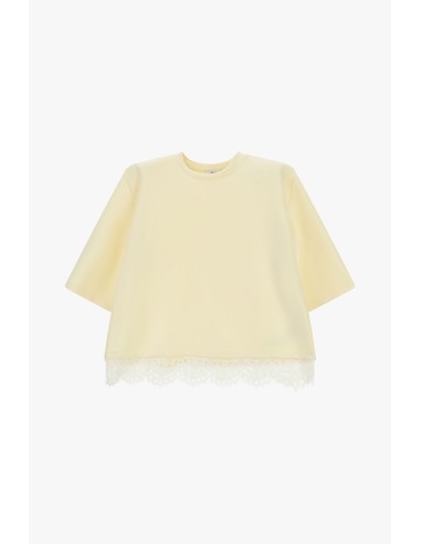 T-shirt à manches courtes avec bordures en dentelle Dixie