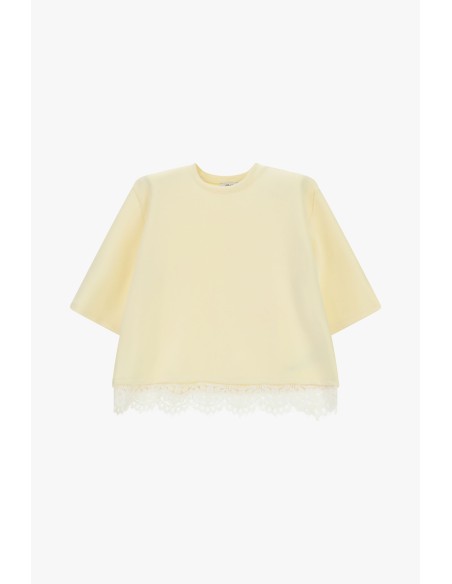 T-shirt à manches courtes avec bordures en dentelle Dixie