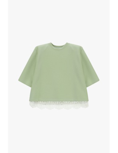 T-shirt à manches courtes avec bordures en dentelle Dixie