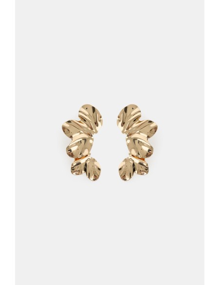Boucles d’oreilles asymétriques effet feuille plissée Dixie