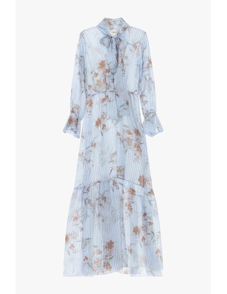 Robe longue à imprimé floral et col à nœud Dixie