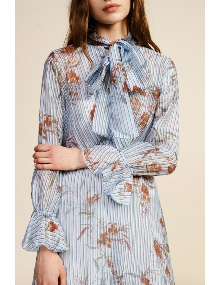 Robe longue à imprimé floral et col à nœud Dixie