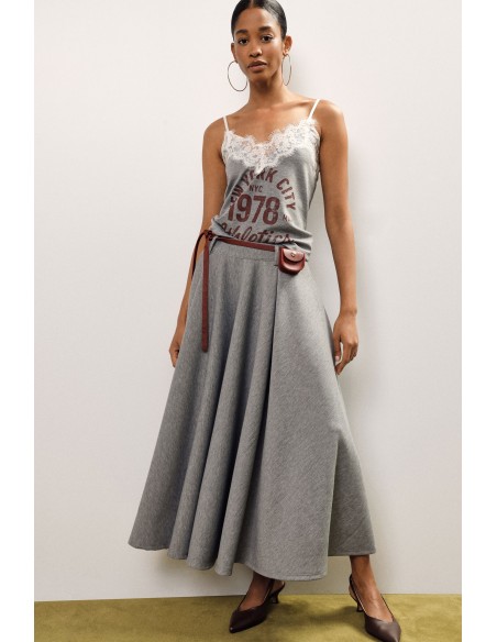 Jupe midi plissée avec ceinture et mini-sac Dixie