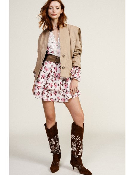 Robe courte à motif floral avec dentelle Dixie
