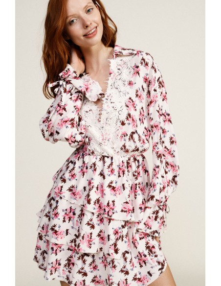Korte jurk met bloemenmotief en kant Dixie