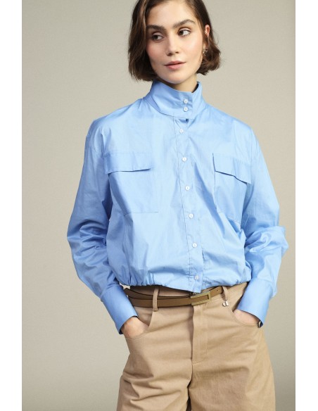Cropped shirt met borstzakken en hoge kraag Dixie