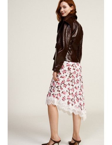 Jupe midi asymétrique à imprimé floral et bordure en dentelle Dixie