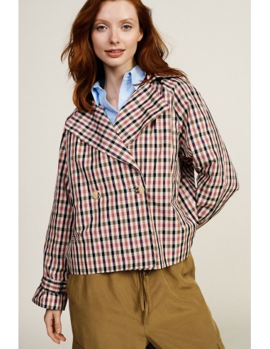 Veste-chemise à carreaux croisée à manches longues Dixie