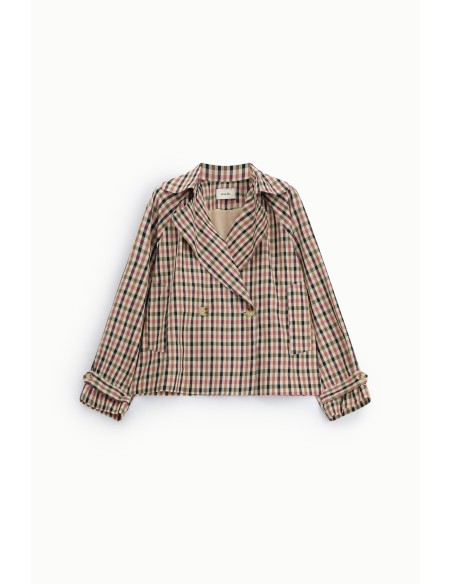 Veste-chemise à carreaux croisée à manches longues Dixie