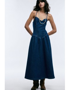Robe longue avec bretelle d'épaule et encolure en cœur Please