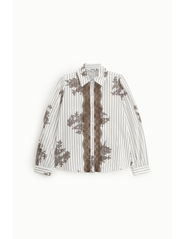 Chemise rayée et imprimée en dentelle avec boutons Please