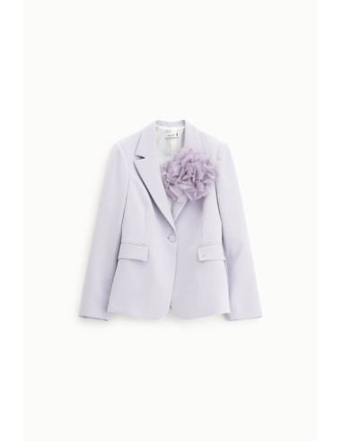 Blazer met één rij knopen en grote decoratieve bloem, alstublieft